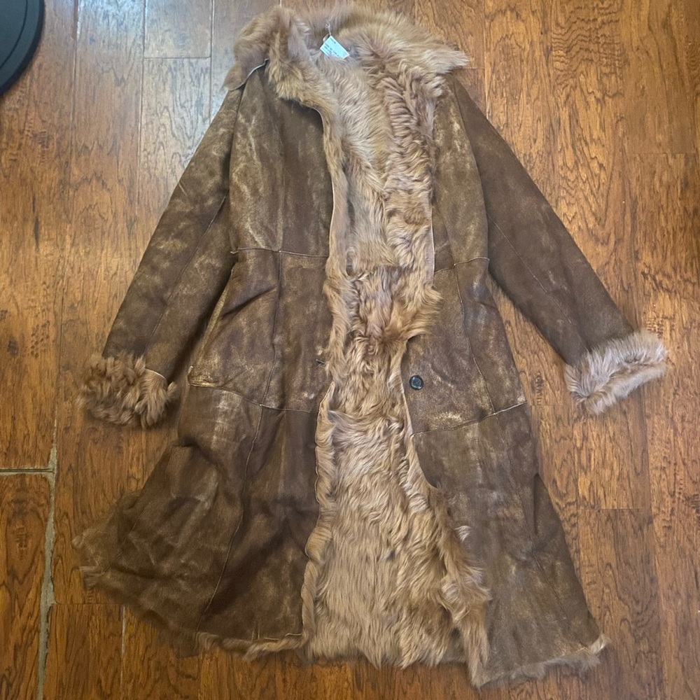 Afghan coat, real fur, Brown,